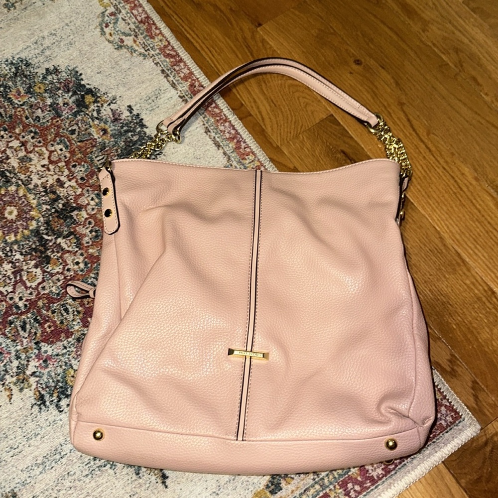 Baby pink and gold chain Anne Klein shoulder purse